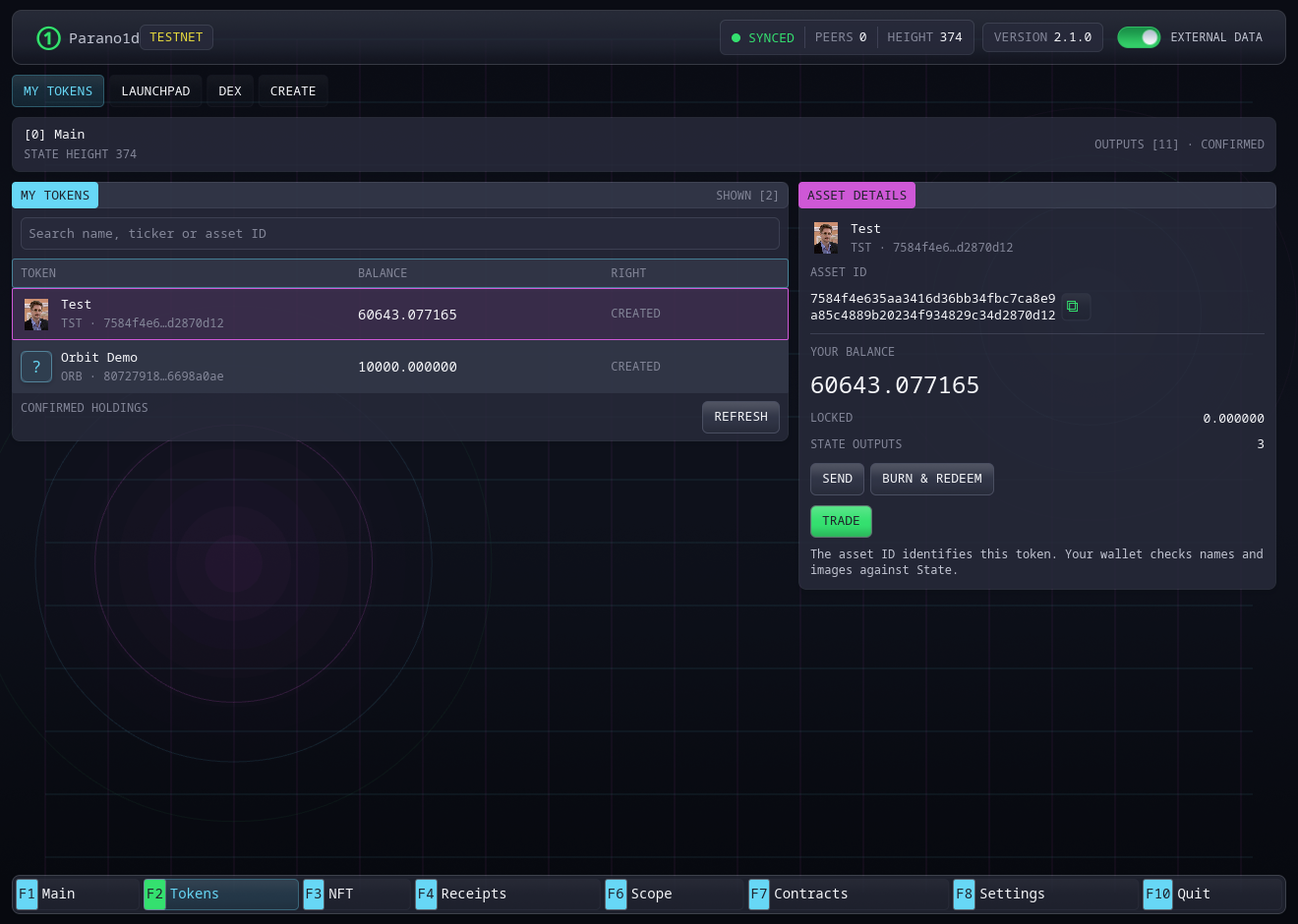 Token holdings and exact asset identity